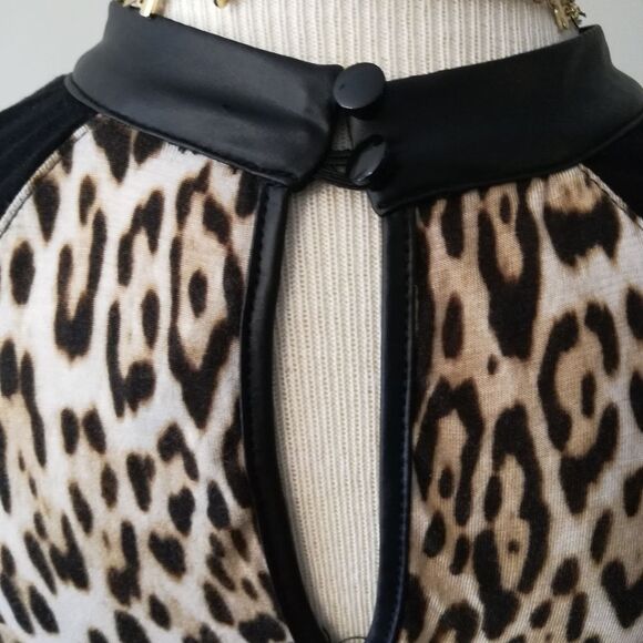Guess Animal Print and Faux Leather Top - Picture 8 of 11